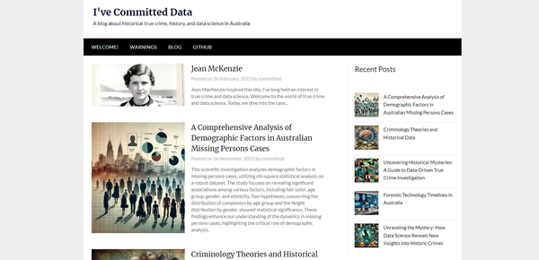 Screenshot of IveCommittedData.com homepage
